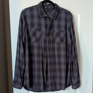 Travis Mathew Men's Long Sleeve Plaid Checked Shirt Blue & Black Size L